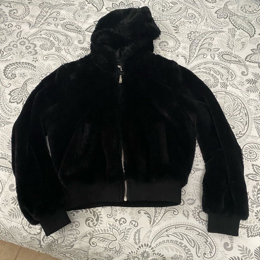 Black fluffy jacket